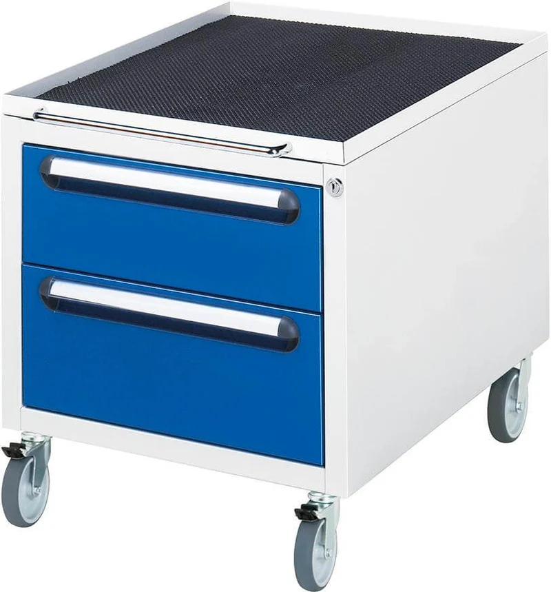 Roll-conteneur RAU, L480xP600xH540mm RAL 7035/5010 2 tiroirs