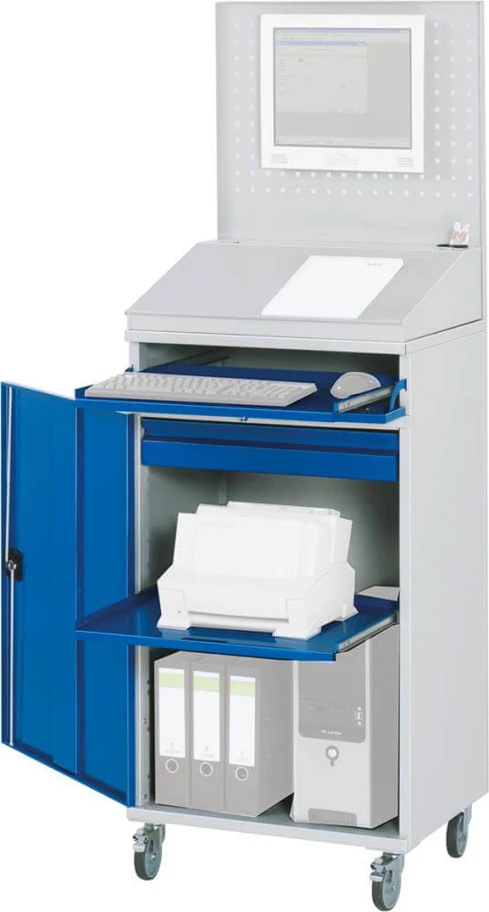 Armoire informatique RAU, L650xP520xH1895 mm RAL 7035/5010 boîtier mobile ouvert