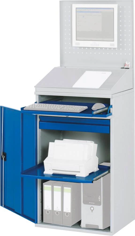Armoire informatique RAU, L650xP520xH1770 mm RAL 7035/5010 boîtier fixe ouvert