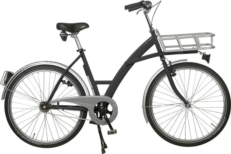 Vélo de transport NEUTRE, mode noir, vitesses avec éclairage et porte-charge