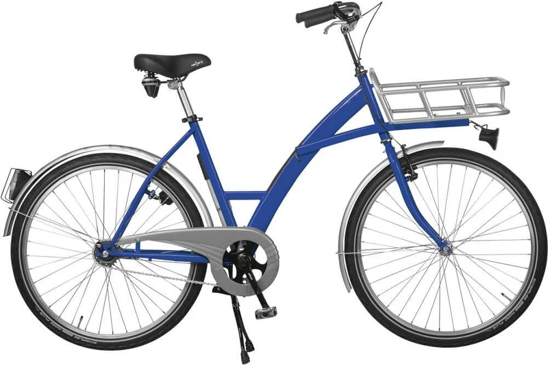 Vélo de transport NEUTRE, mode bleu, levier de vitesse avec éclairage et porte-charge