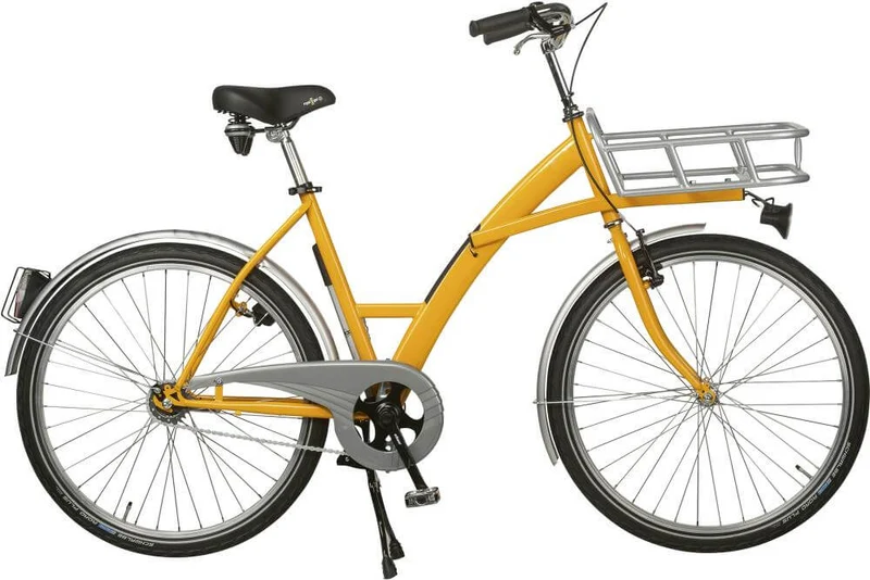 Vélo de transport NEUTRE, mode jaune, levier de vitesse avec éclairage et porte-charge