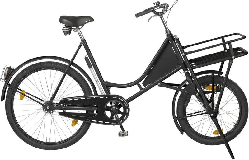 Vélo cargo NEUTRE, noir classique, éclairage avec porte-charge