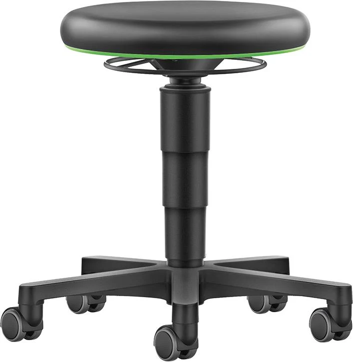 Tabouret pivotant BIMOS, assise en similicuir, hauteur d'assise 450 - 650 mm avec roulettes