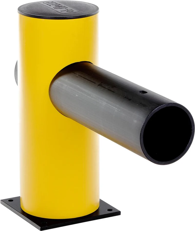 Poteau d'extrémité DANCOP, pour barrière Charlie H500 x L619 x P200 mm noir/jaune