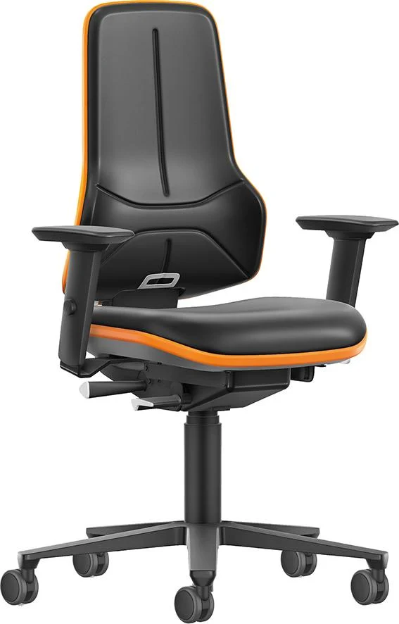 BIMOS, fauteuil de bureau Bimos XXL orange à roulettes, revêtement en similicuir avec accoudoirs