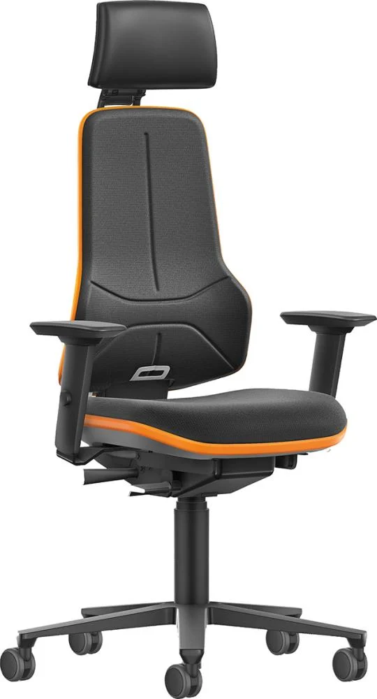 BIMOS, fauteuil de bureau Bimos XXL orange avec roulettes Supertec, appui-tête et accoudoirs