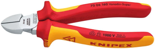 Pince coupante latérale VDE KNIPEX, chromée avec gaine multicouche