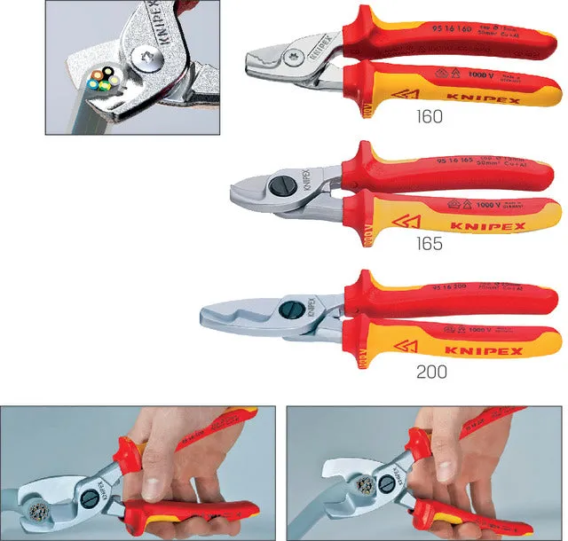 Cisaille à câble VDE KNIPEX, chromée avec gaine multicouche
