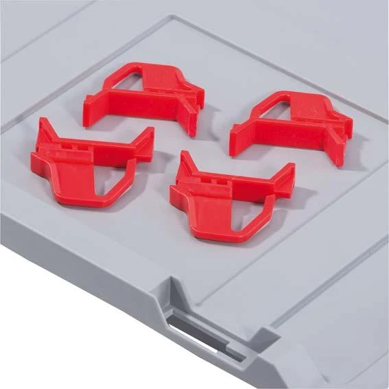 Fermeture à pression coulissante PRECITOOL, pour Eurobox, rouge (lot de 4)