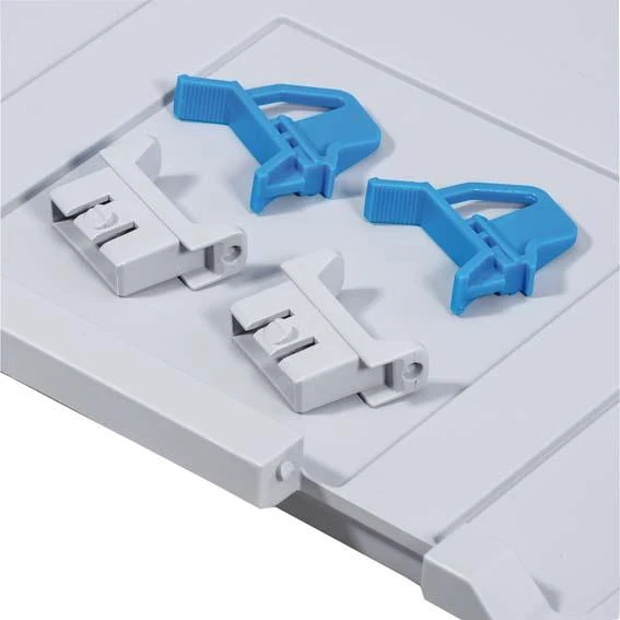 Accessoires pour ProfiPlus EuroBox PRECITOOL, serrure à charnière coulissante pour Eurobox, bleu (4 pièces)
