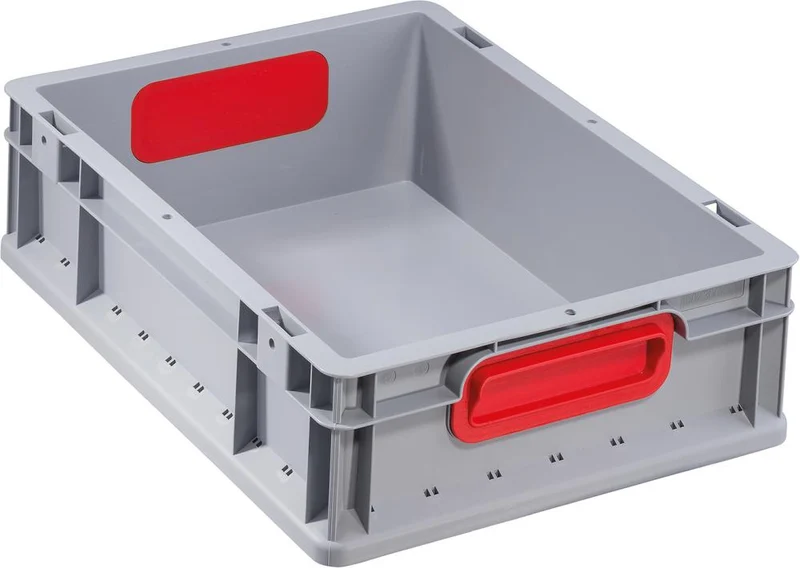 EuroBox PRECITOOL, 412,400x300x120mmPoignée fermée, gris/rouge