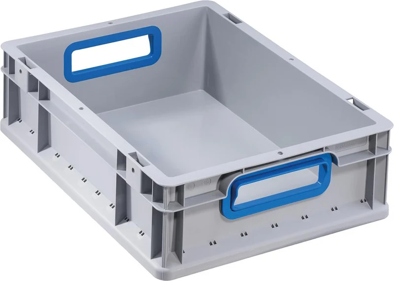 EuroBox PRECITOOL, 412,400x300x120mmPoignée ouverte, gris/bleu