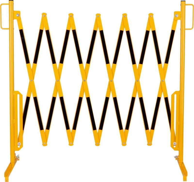 Grille extensible DANCOP, H 1050mm, L jusqu'à 3600mm jaune/noir stationnaire avec pied de support