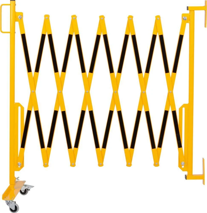 Grille extensible DANCOP, H 1050mm, L jusqu'à 3600mm jaune/noir fixation murale/pied à roulettes