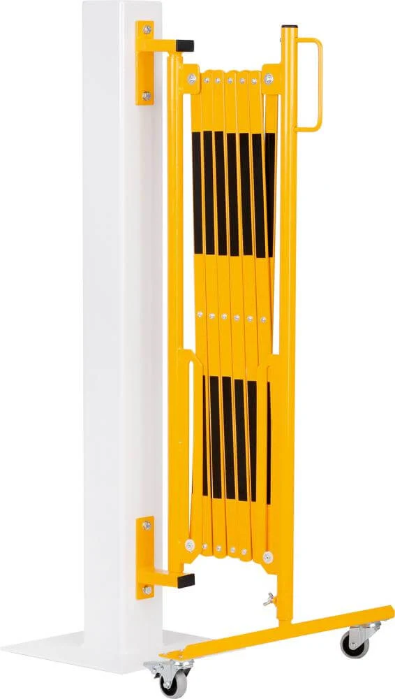 Grille extensible DANCOP, H 1050mm, L jusqu'à 4000mm jaune/noir fixation murale/pied à roulettes