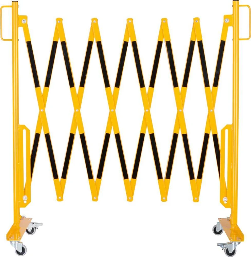 Grille extensible DANCOP, H 1050mm, L jusqu'à 3600mm jaune/noir avec pieds à roulettes