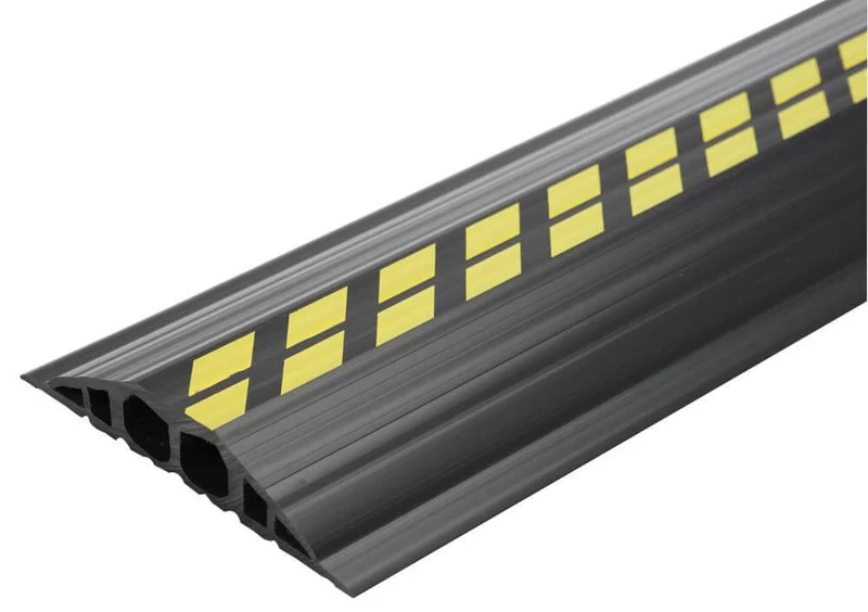 Pont de câbles industriel NEUTRE, L1500xP200xH35 mm 2 chambres D25 mm PVC noir/jaune