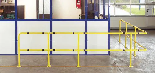 Garde-corps NEUTRAL, coude à 45 degrés, VE2 pièces apprêtées/jaune RAL1018 L200x200 mm