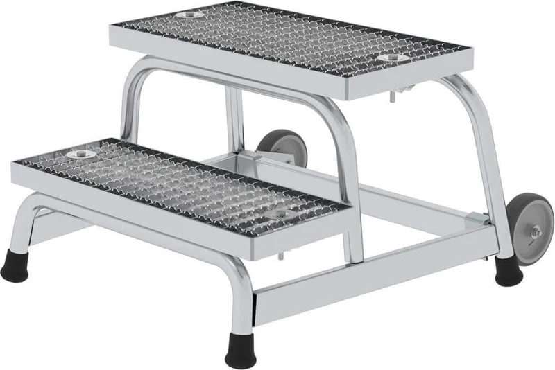 Podium de travail en aluminium MUNK, 2 marches sans main courante Hauteur du podium 0,40 m Hauteur de travail jusqu'à 2,40 m