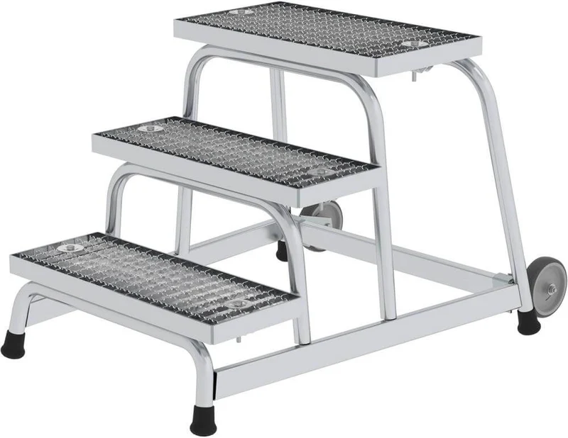 Podium de travail en aluminium MUNK, 3 marches sans main courante Hauteur du podium 0,60 m Hauteur de travail jusqu'à 2,60 m