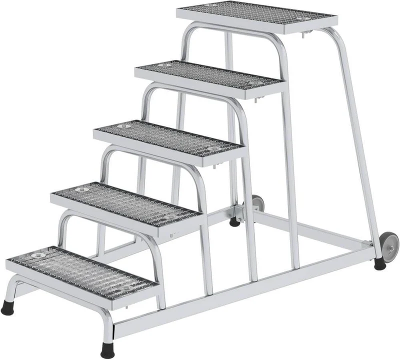 Podium de travail en aluminium MUNK, 5 marches sans main courante Hauteur du podium 1,00 m Hauteur de travail jusqu'à 3,00 m