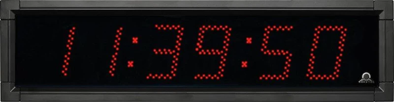 Horloge radio-pilotée à LED d'extérieur, BÜRK MOBATIME, numérique rouge, LED individuelles lumineuses