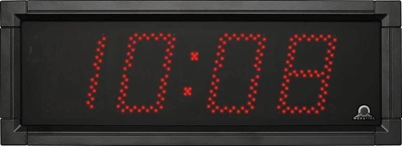 Horloge radio-pilotée à LED d'extérieur, BÜRK MOBATIME, numérique rouge, LED individuelles lumineuses