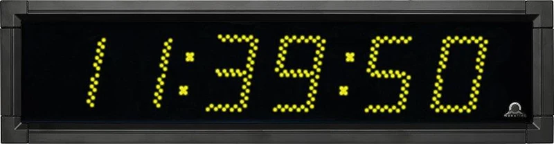 Horloge radio-pilotée à LED d'extérieur, BÜRK MOBATIME, numérique jaune, LED individuelles lumineuses