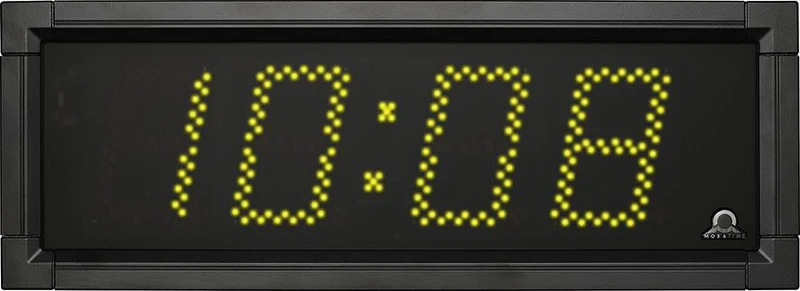 Horloge radio-pilotée à LED d'extérieur, BÜRK MOBATIME, numérique jaune, LED individuelles lumineuses