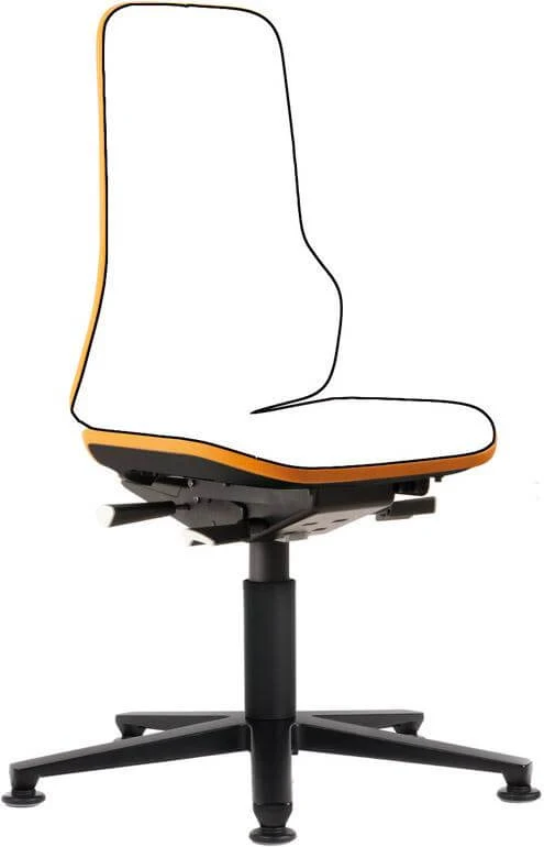 BIMOS, Chaise de travail Bimos Neon orange, sans coussin Hauteur d'assise 450-620 mm avec patins