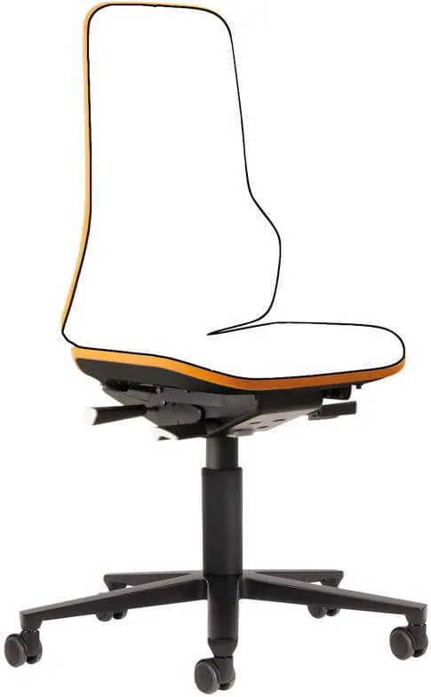 BIMOS, Chaise de travail Bimos Orange fluo, sans rembourrage, hauteur d'assise 450-620 mm avec roulettes