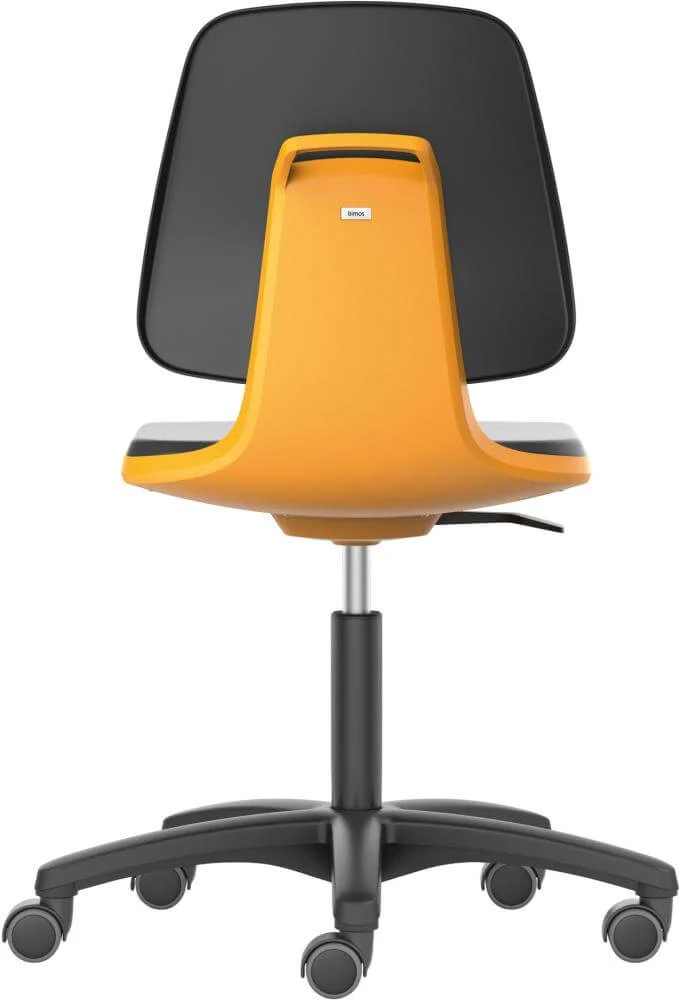 BIMOS, Chaise de travail Bimos Labsit 2, K-cuir orange hauteur d'assise 450-650 mm avec roulettes