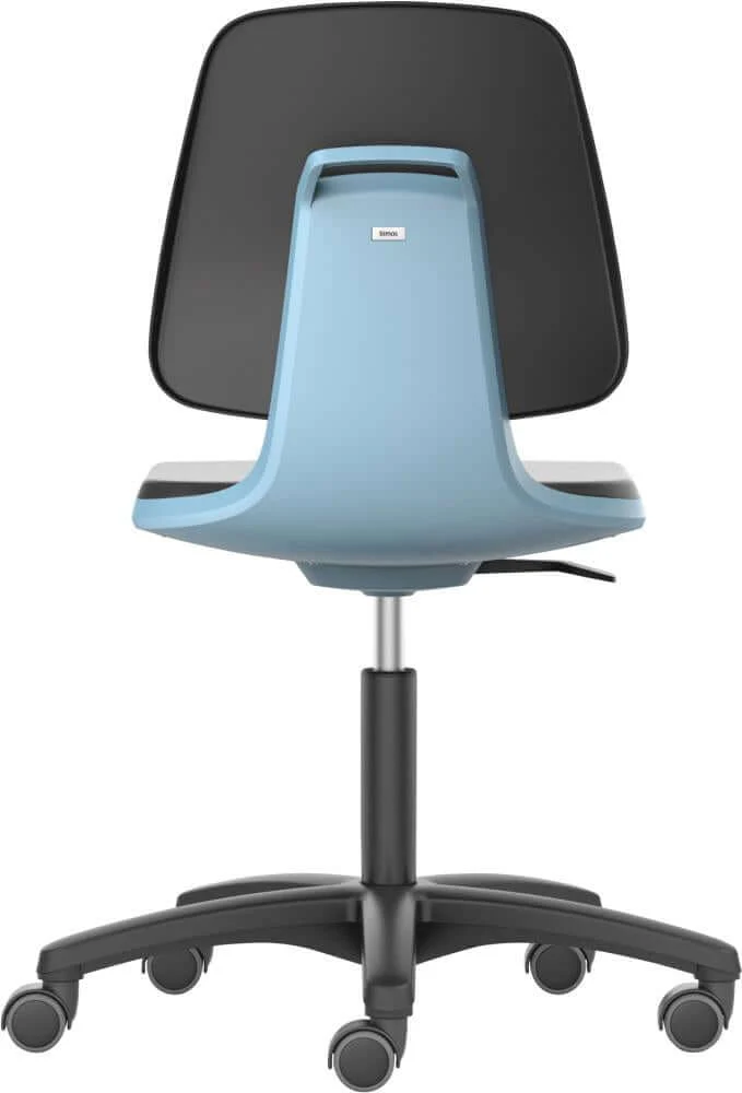 BIMOS, Chaise de travail Bimos Labsit 2, K-cuir bleu hauteur d'assise 450-650 mm avec roulettes