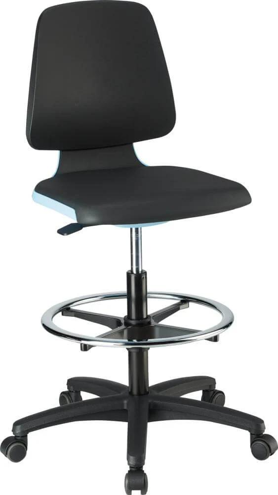 BIMOS, Chaise de travail Bimos Labsit 4, cuir K bleu, hauteur d'assise 560-810 mm