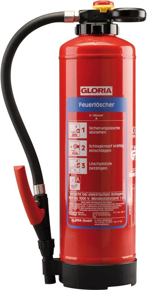 Extincteur à eau rechargeable GLORIA, 6 litres WH 6 PRO Gloria