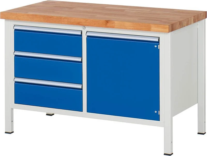 Établi RAU, L1250xP700 avec 3 tiroirs 180/1 FT 540, gris