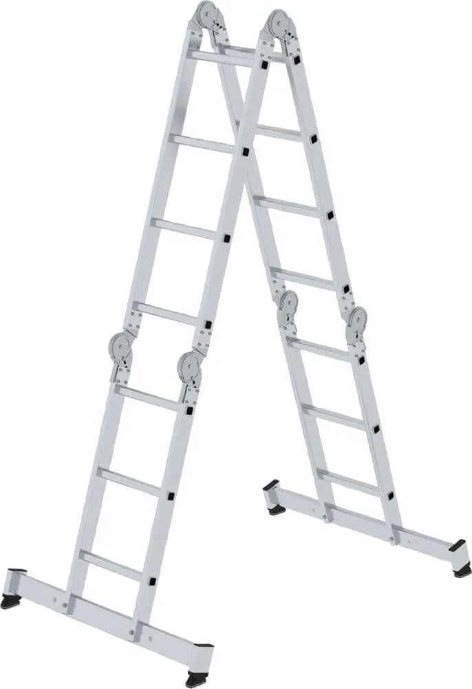 Échelle multifonctionnelle en aluminium MUNK, 2x3 + 2x4 échelons, hauteur de plate-forme 0,99 m, hauteur de travail jusqu'à 5,30 m