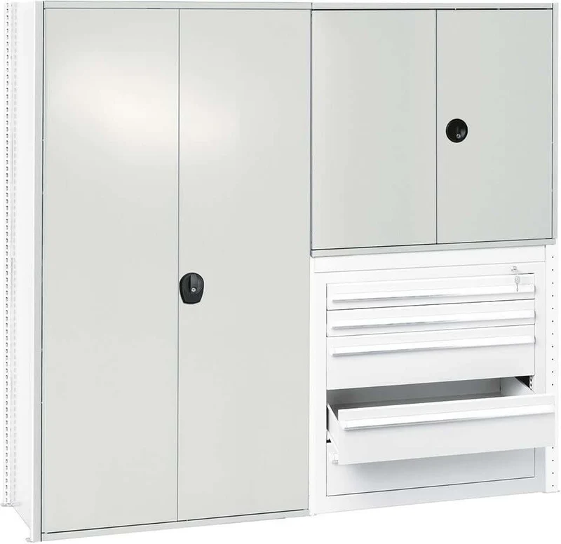 Porte battante SCHULTE LAGERTECHNIK, L1000xH2000 mm RAL 7035, s'ouvrant par clé