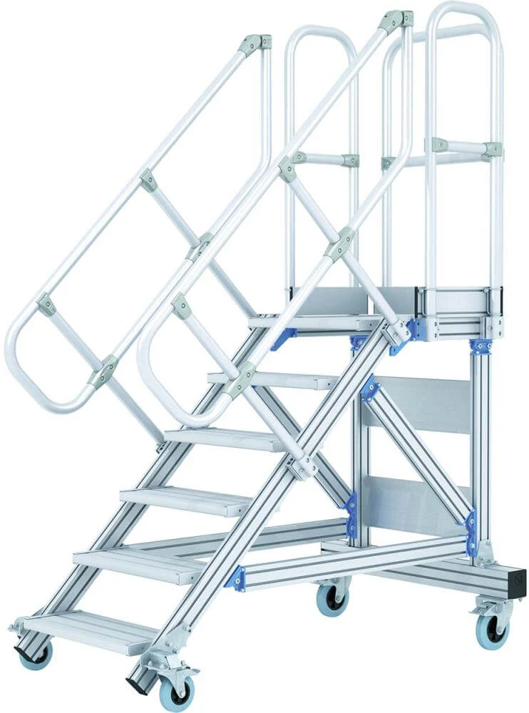Escalier de plateforme ZARGES, mobile 45G7 marches 800 mm de large hauteur 1,50 m