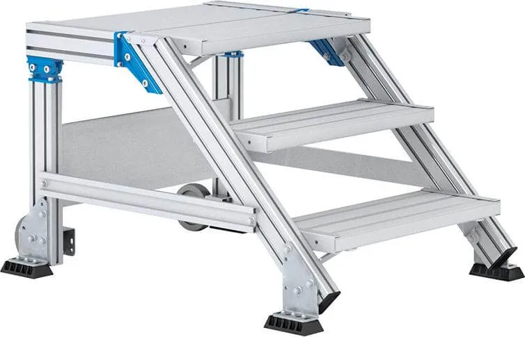 Plate-forme d'escalier ZARGES, mobile 45G3 marches 600 mm de large hauteur 0,60 m