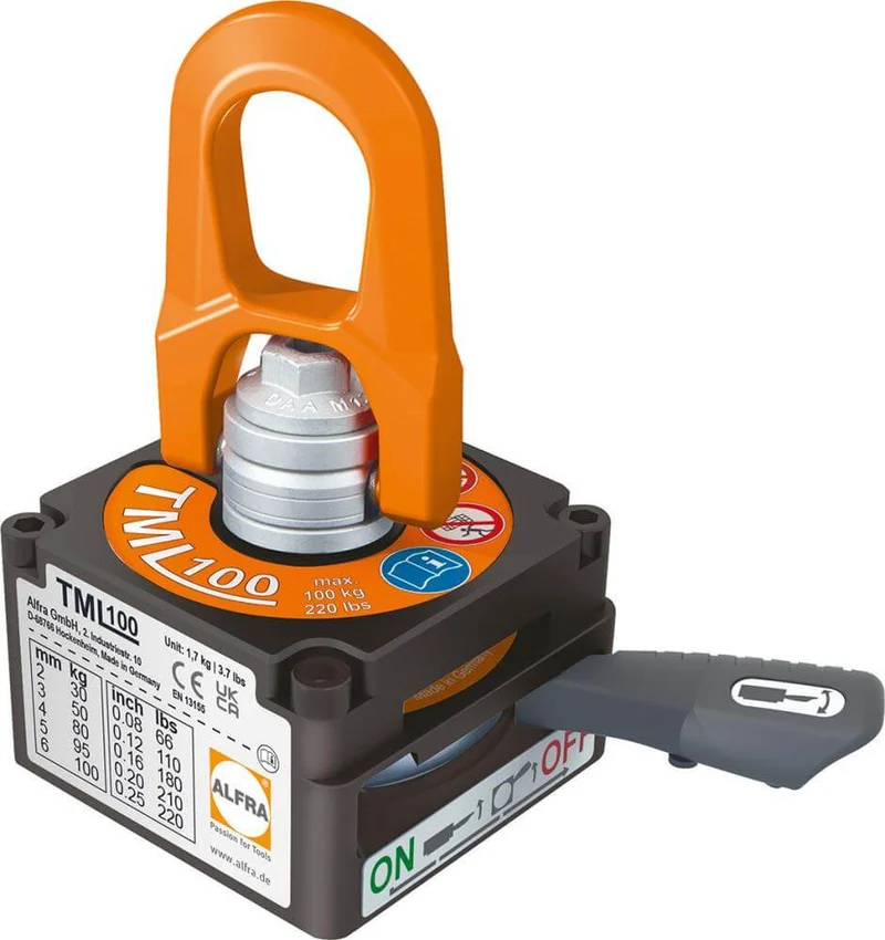 Aimant de levage NEUTRE, TML 100, capacité de charge max. 100 kg, L 80 x P 82,5 x H 85 mm