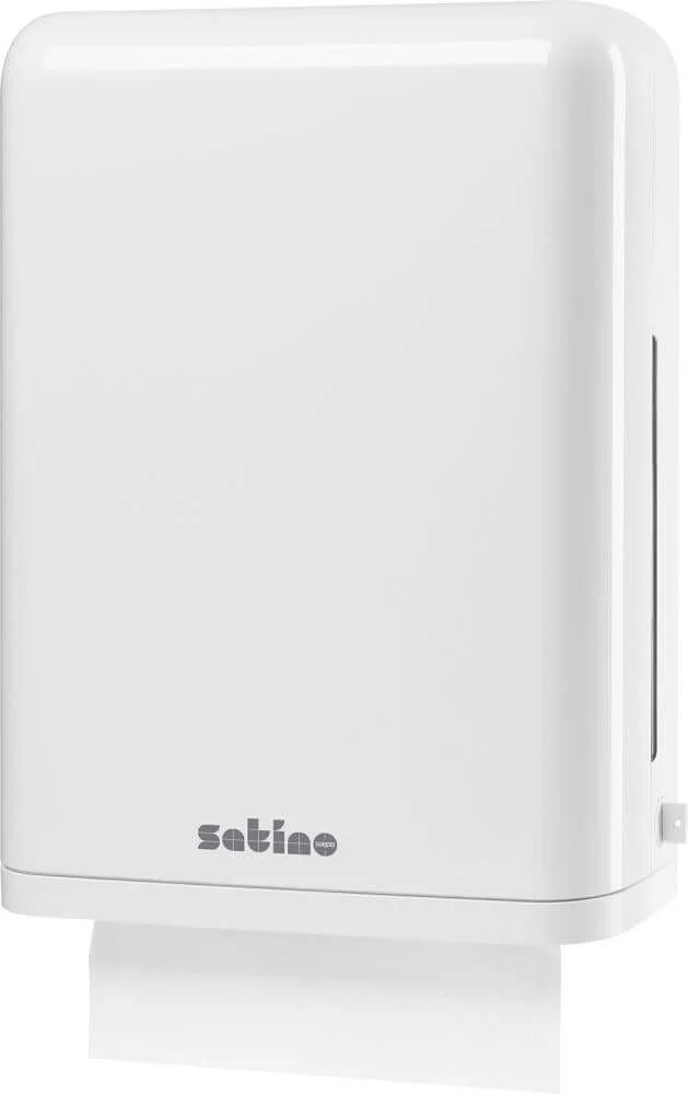 Distributeur de serviettes, NEUTRE, plastique, gris/blanc 440x372x151mm