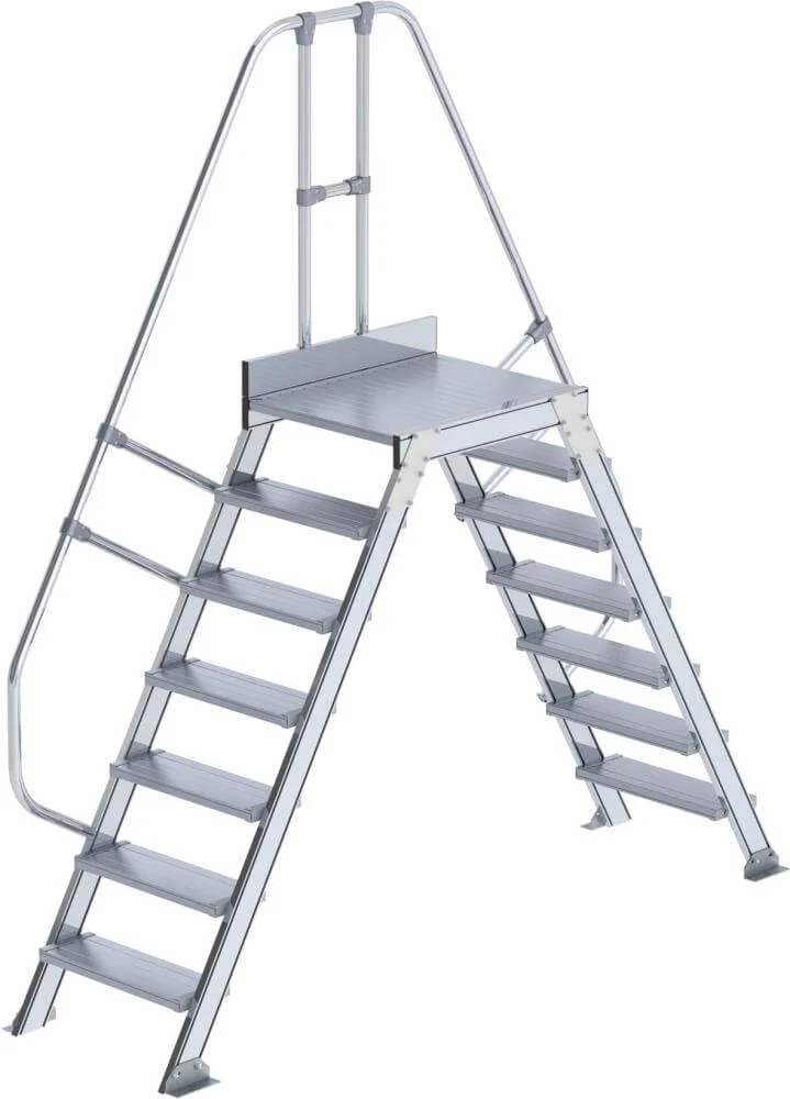 Passerelle MUNK, 60 degrés 7 marches B 600 mm hauteur libre 1660 mm débord 2910 mm