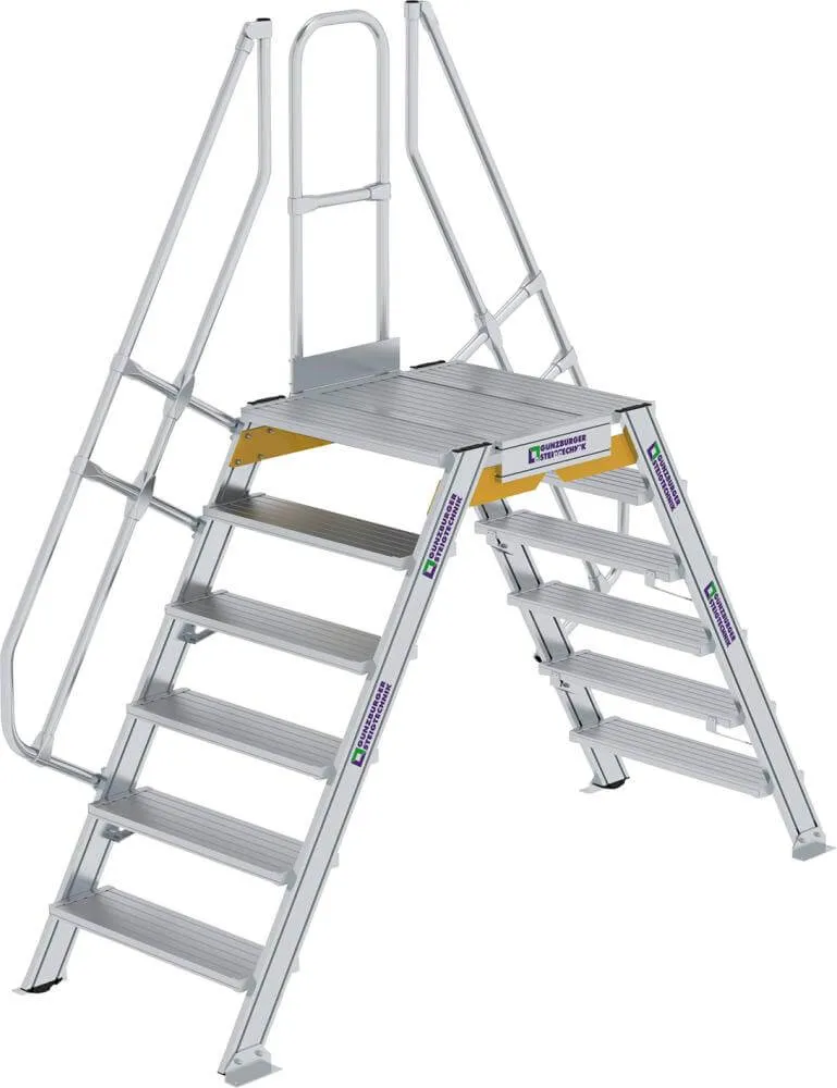 Passerelle MUNK, 60 degrés 7 marches B 800 mm hauteur libre 1660 mm débord 2910 mm
