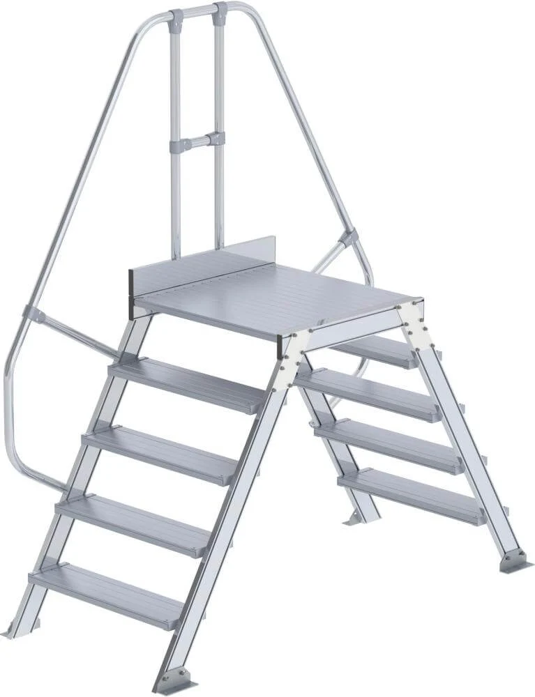 Passerelle MUNK, 60 degrés 5 marches B 800 mm hauteur libre 1170 mm débord 2340 mm