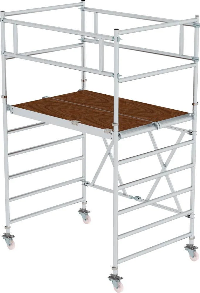 Échafaudage pliant en aluminium MUNK, plateforme B1800xT1350 mm hauteur de plateforme 1,80 m hauteur de travail jusqu'à 3,80 m