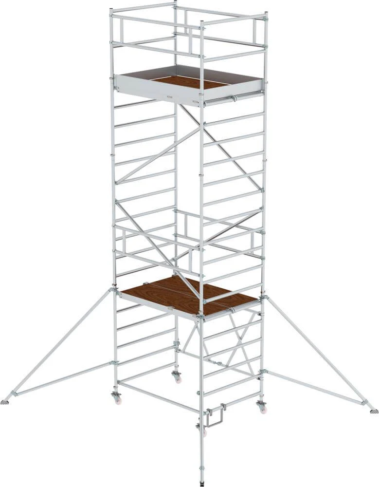 Échafaudage pliant en aluminium MUNK, plateforme B1800xT1350 mm hauteur de plateforme 4,80 m hauteur de travail jusqu'à 6,80 m
