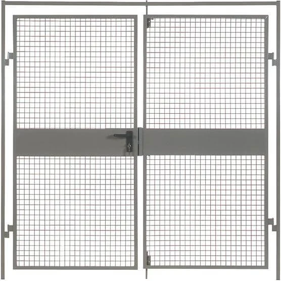 Porte double NEUTRE, système de cloison Vario L2000xH2200 mm, grillage métallique RAL 7037