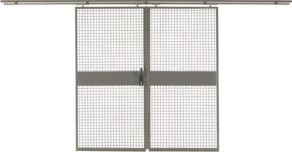 Porte coulissante NEUTRE, système de cloisonnement Vario B1800xH2200 mm RAL 7037 Grillage métallique